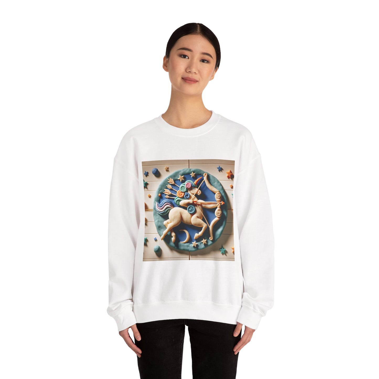 Unisex Heavy Blend™ Crewneck Sweatshirt, Colorful Horse, Sagittarius Zodiac Design