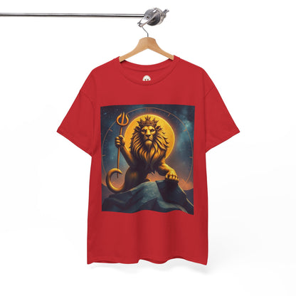 Unisex Heavy Cotton T-Shirt, King of Lions v2, Leo Zodiac Design
