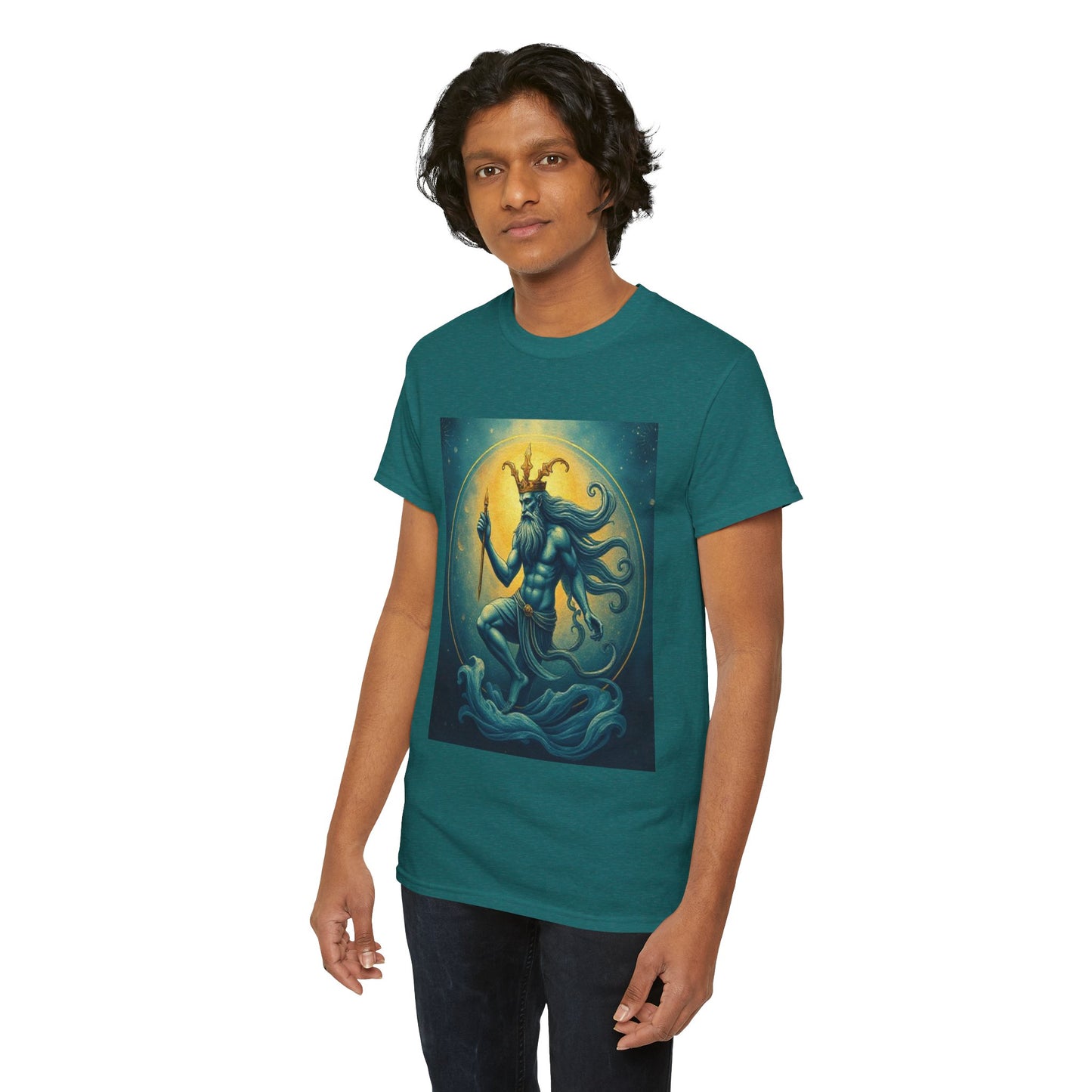 Unisex Heavy Cotton T-Shirt, Aquarius God, Zodiac Design