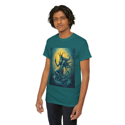 Unisex Heavy Cotton T-Shirt, Aquarius God, Zodiac Design