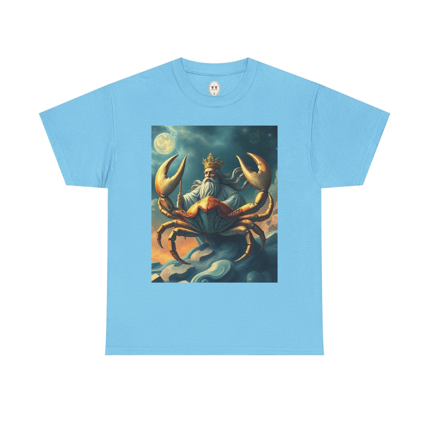 Unisex Heavy Cotton T-Shirt, Crustacean King, Cancer Zodiac Design
