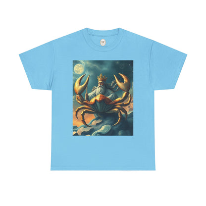 Unisex Heavy Cotton T-Shirt, Crustacean King, Cancer Zodiac Design