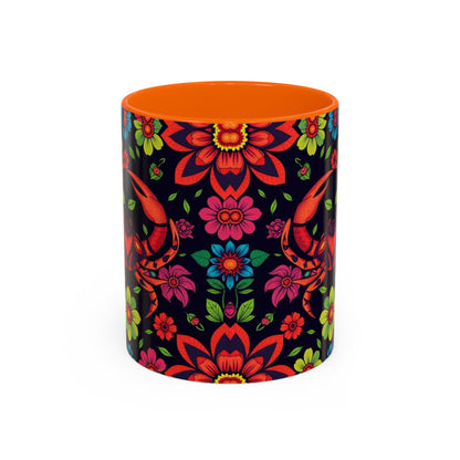 Accent Coffee Mug, Cancer, Zodiac v4, Flower Pattern, (11, 15oz)