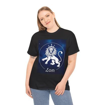 Unisex Heavy Cotton T-Shirt, Space Lion, Leo Zodiac Design