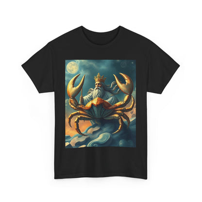 Unisex Heavy Cotton T-Shirt, Crustacean King v1, Cancer Zodiac Design