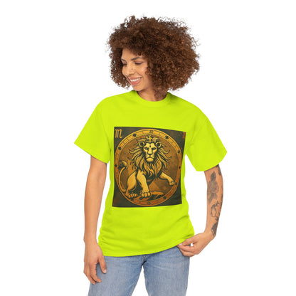 Unisex Heavy Cotton T-Shirt, Gold Lion, Leo Zodiac Design