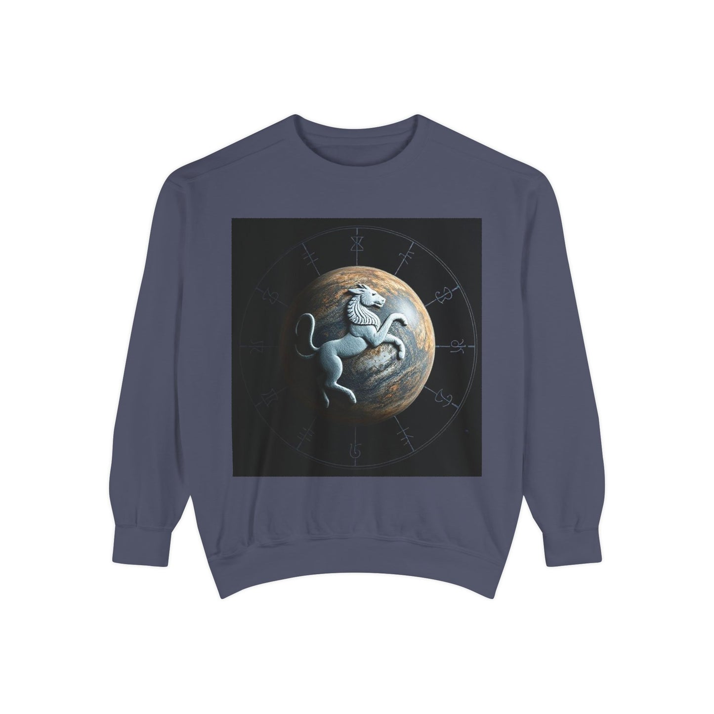 Garment-Dyed Sweatshirt, Unisex, Space Animal Design, Aquarius