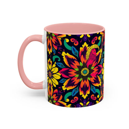 Accent Coffee Mug, Capricorn, Zodiac v4, Flower Pattern, (11, 15oz)