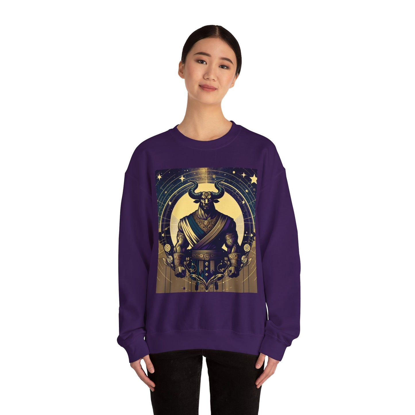 Unisex Heavy Blend™ Crewneck Sweatshirt, Minotaur, Taurus Zodiac Design