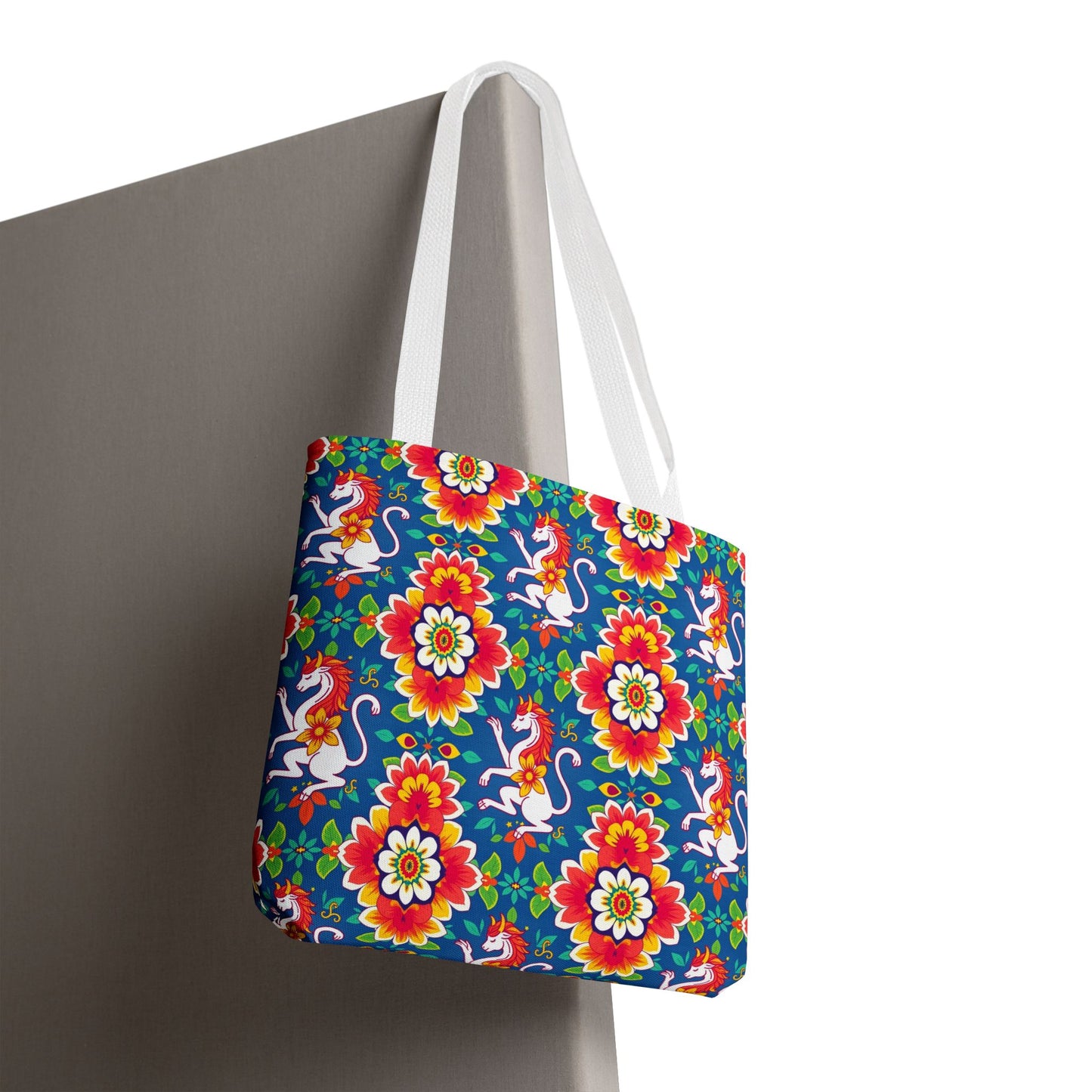 Tote Bag, (AOP), Virgo, Zodiac v2, Flower Pattern