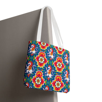 Tote Bag, (AOP), Virgo, Zodiac v2, Flower Pattern