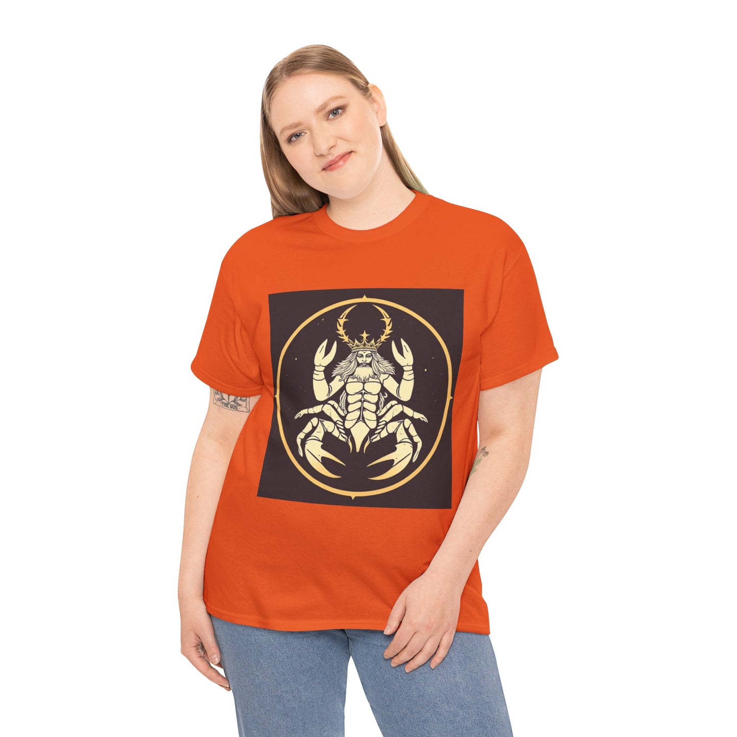 Unisex Heavy Cotton T-Shirt, Scorpio King, Print Art, Zodiac Design