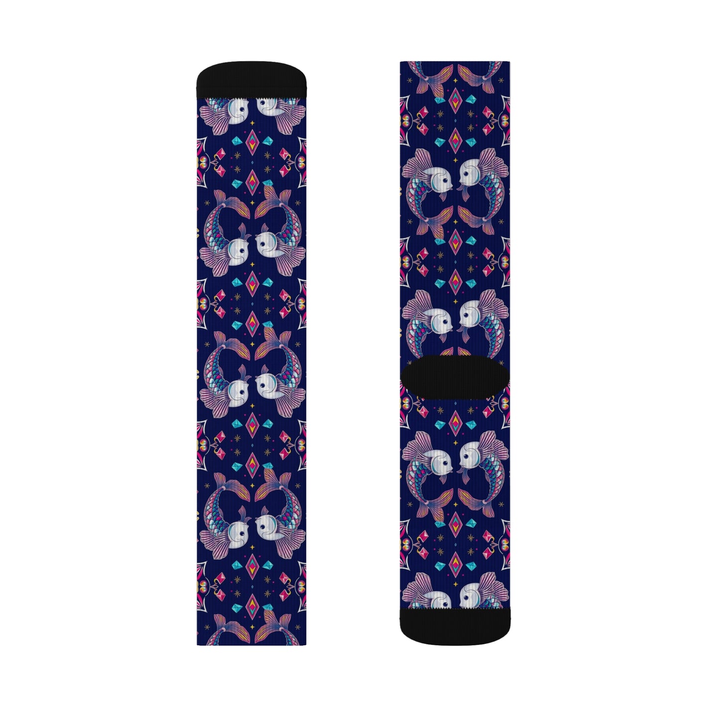 Sublimation Socks, Pisces, Zodiac v4, Jewel Pattern
