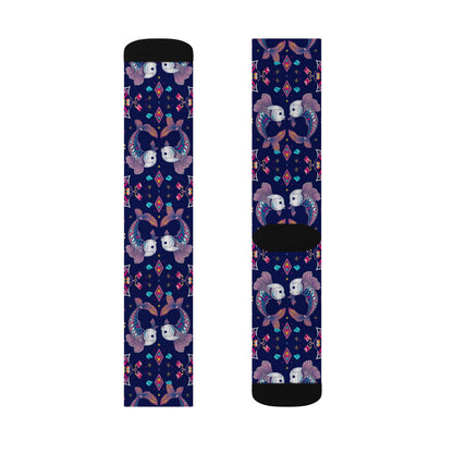 Sublimation Socks, Pisces, Zodiac v4, Jewel Pattern