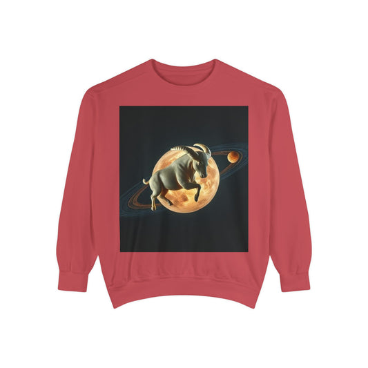 Garment-Dyed Sweatshirt, Unisex, Space Animal Design v1, Taurus