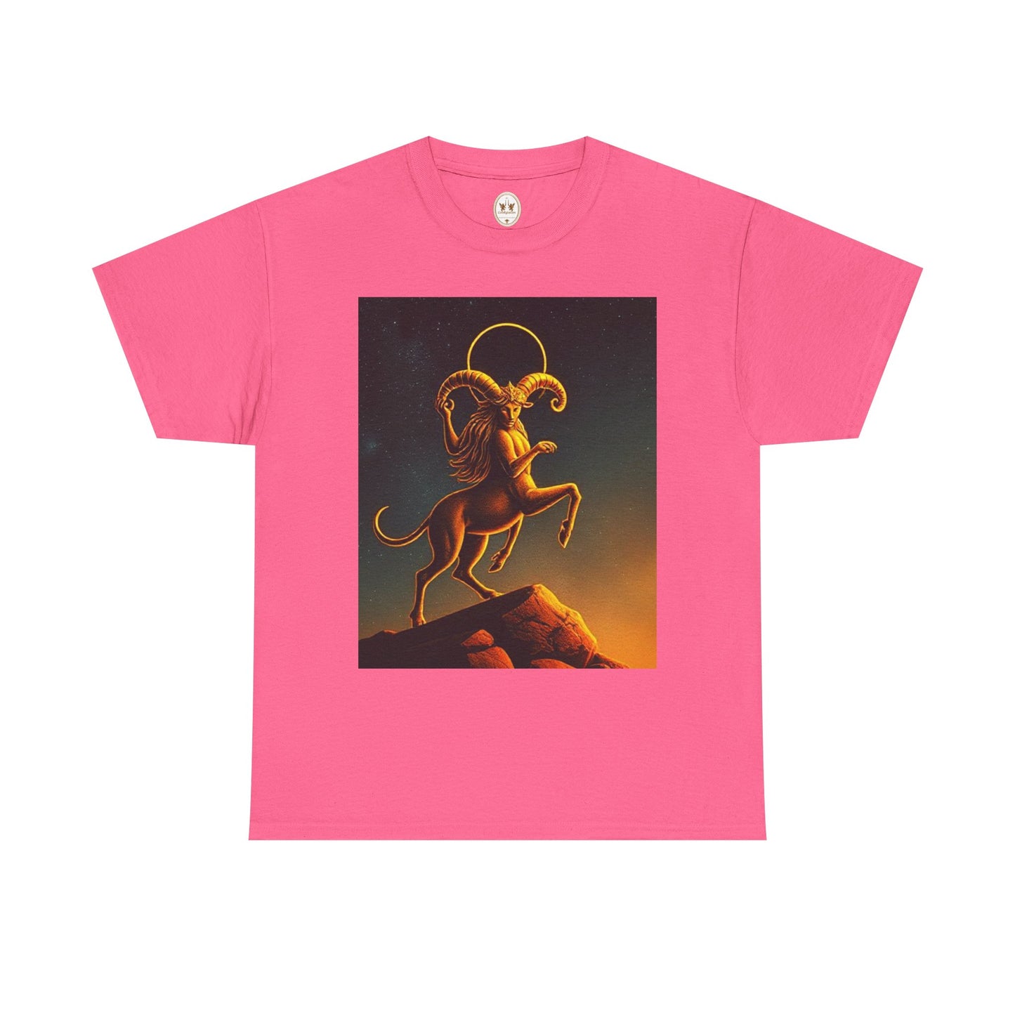 Unisex Heavy Cotton T-Shirt, Mountain Top 1v, Aries Zodiac Design