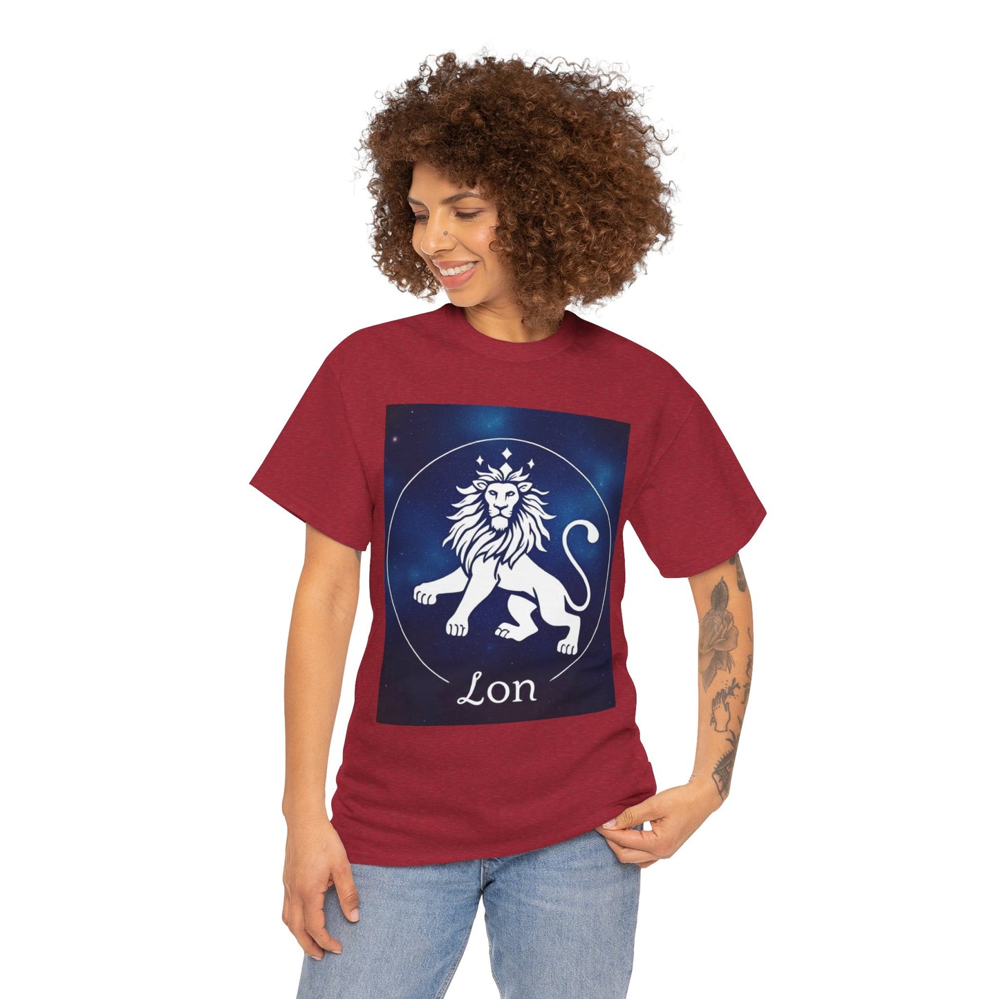 Unisex Heavy Cotton T-Shirt, Space Lion v1, Leo Zodiac Design