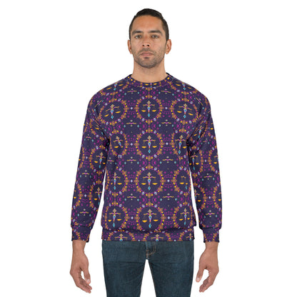 Unisex Sweatshirt (AOP), Libra, Zodiac v4, Jewel Pattern