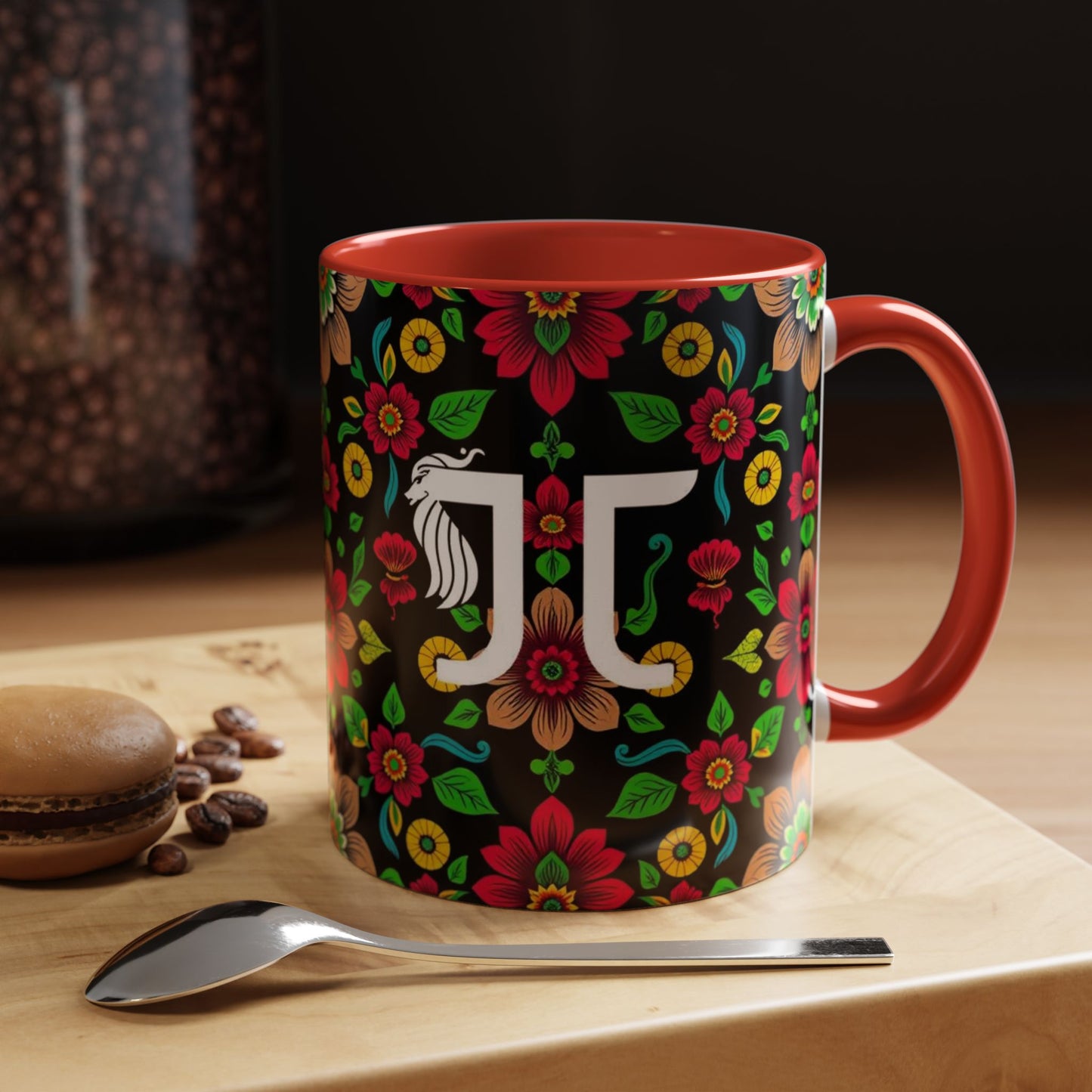 Accent Coffee Mug, Gemini, Zodiac v4, Flower Pattern, (11, 15oz)