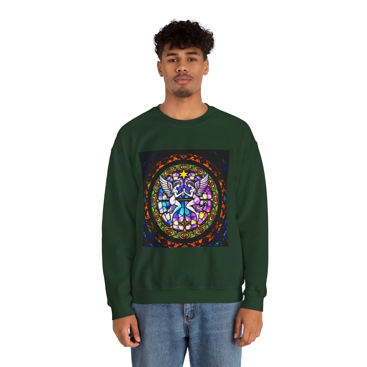 Unisex Heavy Blend™ Crewneck Sweatshirt, Glass 1, Gemini Zodiac Design