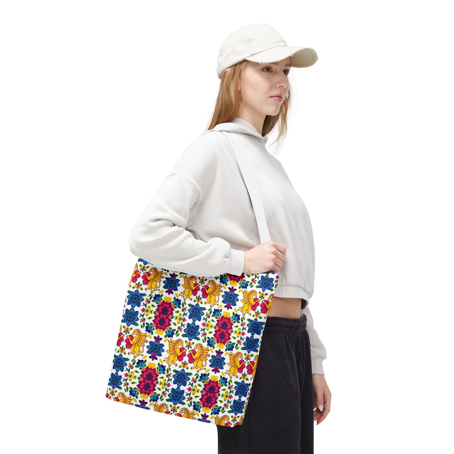 Tote Bag (AOP), Gemini, Zodiac, Flower Pattern