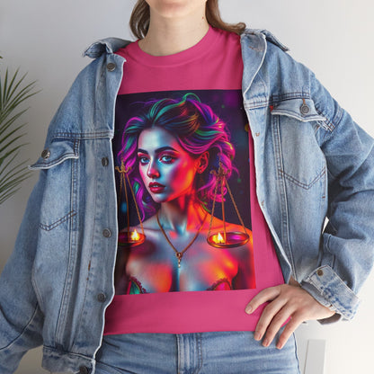 Unisex Heavy Cotton T-Shirt, Libra, Zodiac v3, Sexy Art