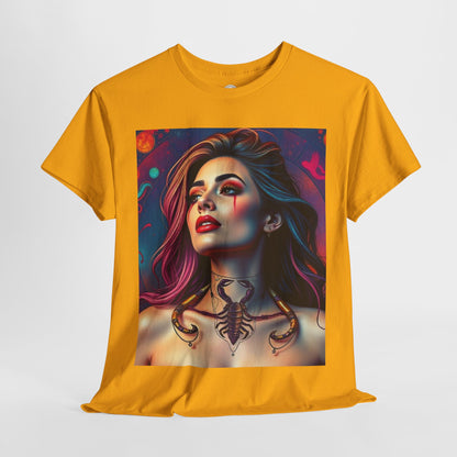 Unisex Heavy Cotton T-Shirt, Scorpio, Zodiac v1, Sexy Art