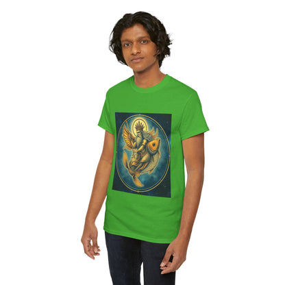 Unisex Heavy Cotton T-Shirt, Pisces King v1, Zodiac Design