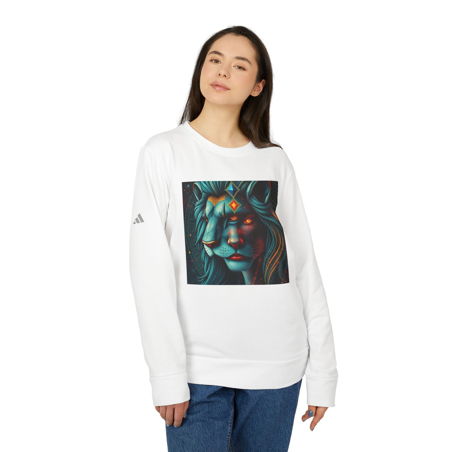 Adidas, Unisex Fleece Crewneck Sweatshirt, Leo, Pop Art, Zodiac