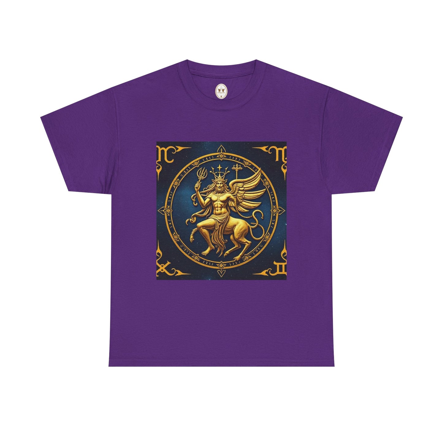 Unisex Heavy Cotton T-Shirt, Gold Angel, Symbol, Virgo Zodiac Design