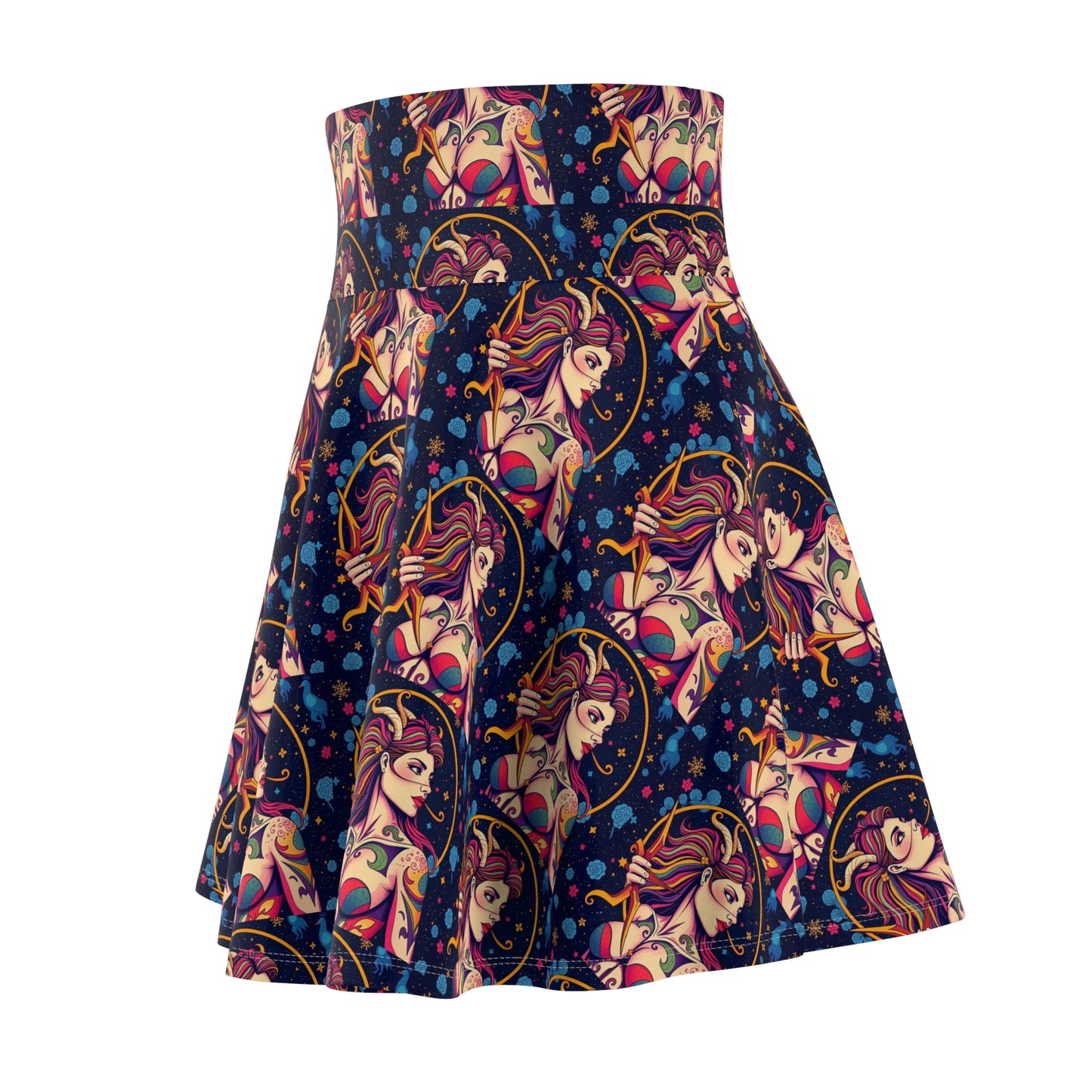 Women's Skater Skirt, (AOP), Sagittarius, Zodiac v3, Sexy Pattern