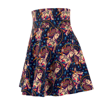 Women's Skater Skirt, (AOP), Sagittarius, Zodiac v3, Sexy Pattern