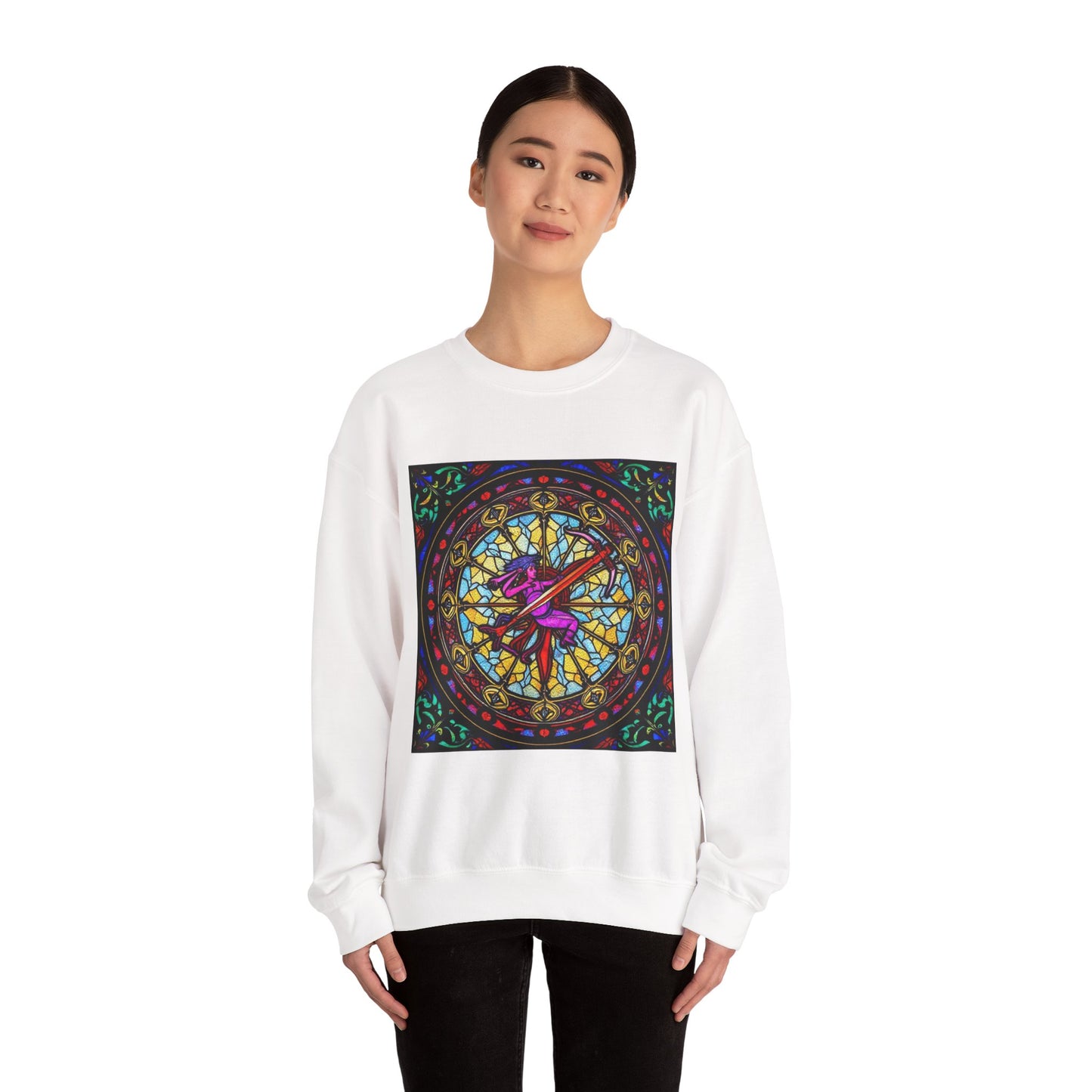 Unisex Heavy Blend™ Crewneck Sweatshirt, Glass 1, Sagittarius Zodiac Design