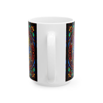 Ceramic Mug, (11oz, 15oz), Ceramic Coffee Mug, AOP, Glass Design v1, Gemini Zodiac