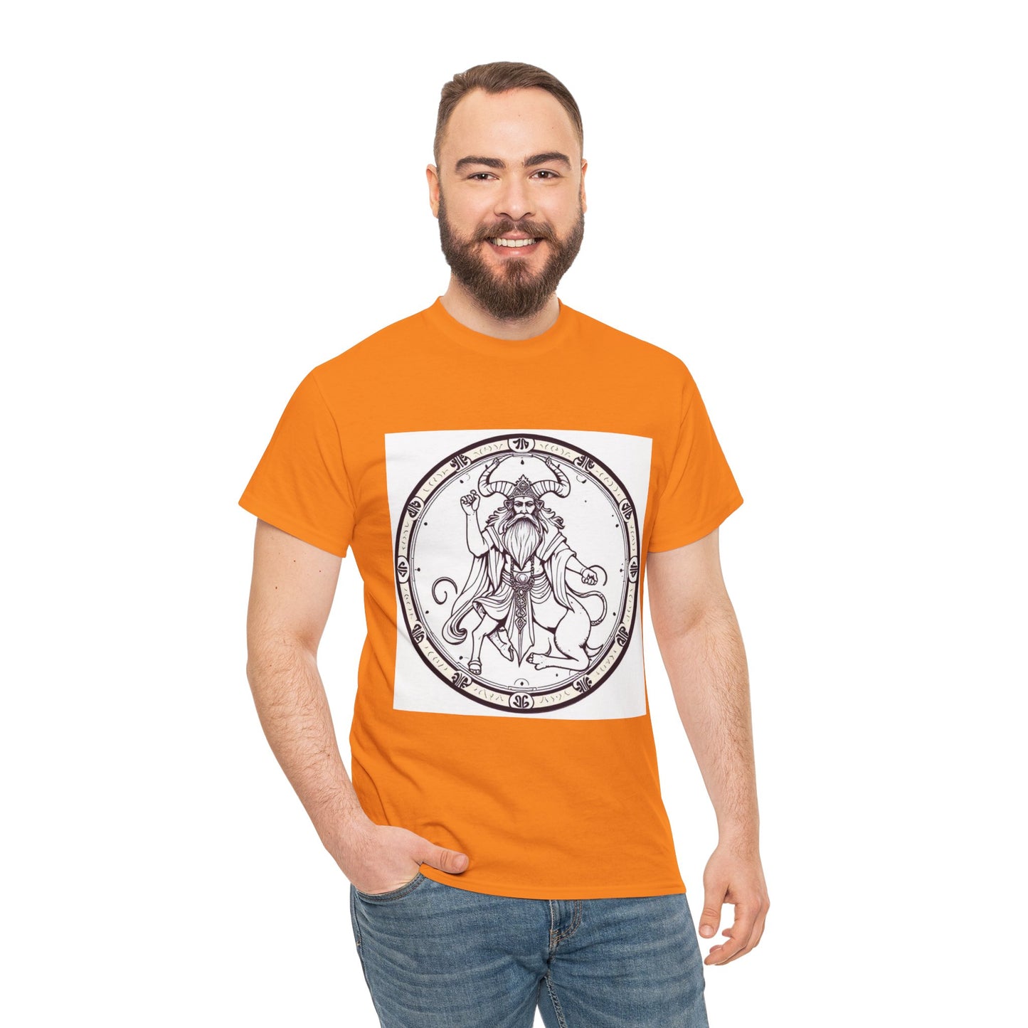 Unisex Heavy Cotton T-Shirt, Bull Centaur v1, Taurus Zodiac Design