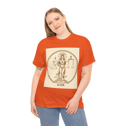 Unisex Heavy Cotton T-Shirt, Libra Goddess v1, Zodiac Design