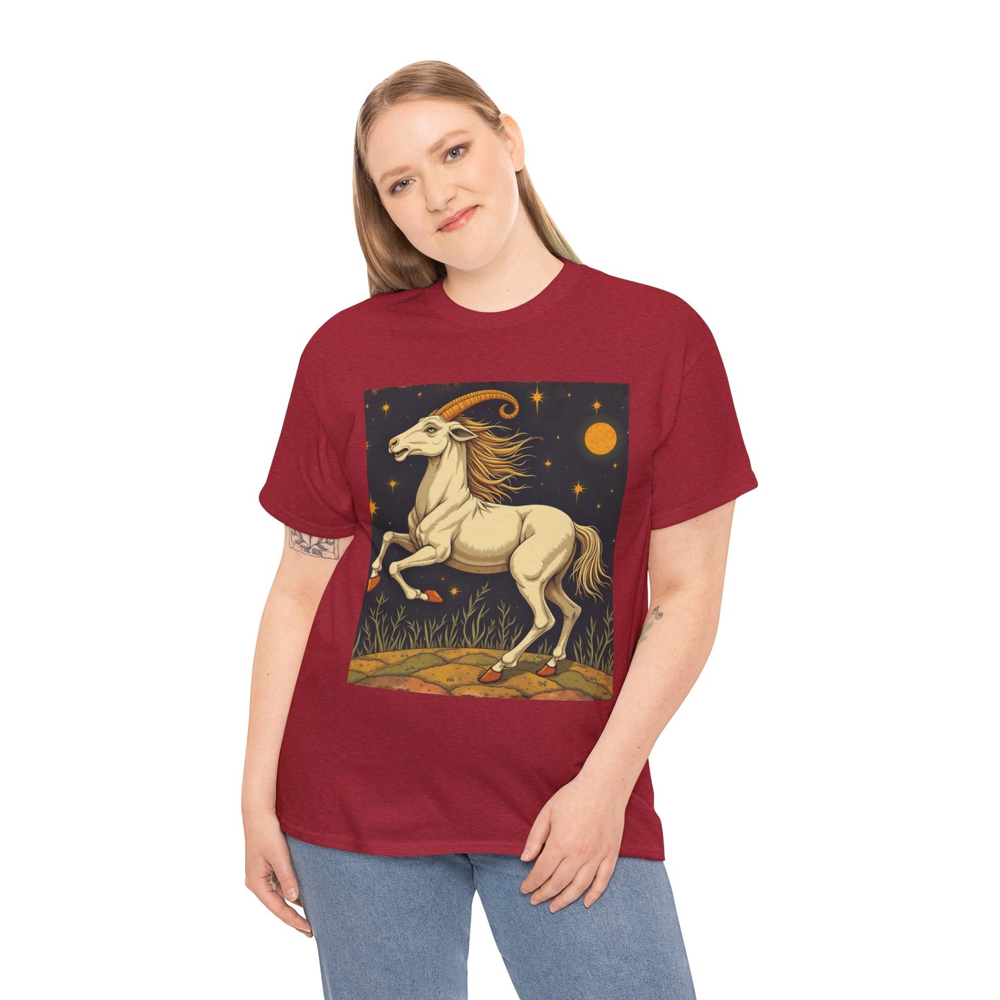 Unisex Heavy Cotton T-Shirt, Aries Animal, Zodiac Design