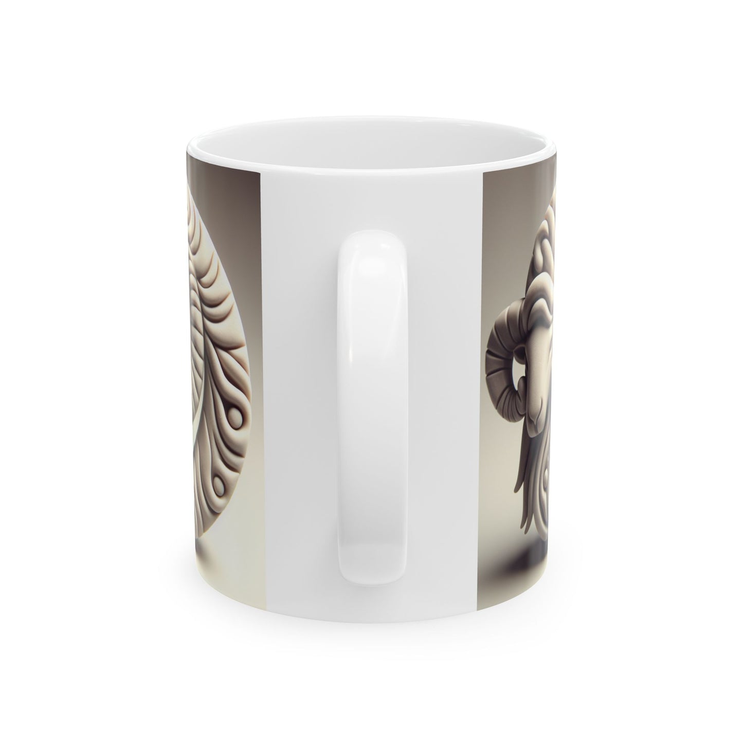 Ceramic Mug, (11oz, 15oz), Ceramic Coffee Mug, Stone Circle, Aries Zodiac Design