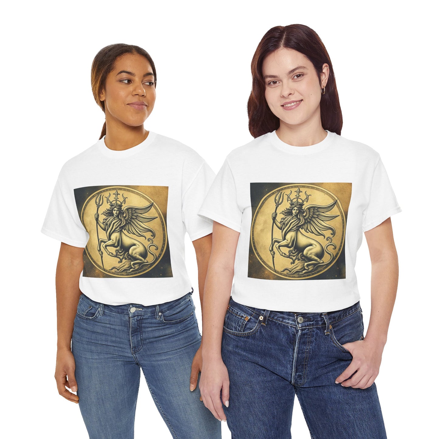 Unisex Heavy Cotton T-Shirt, Angel Animal, Virgo Zodiac Design