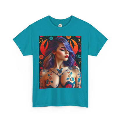 Unisex Heavy Cotton T-Shirt, Cancer, Zodiac, Sexy Art