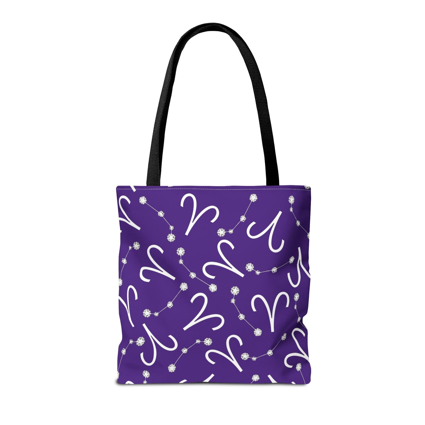 Tote Bag, Aries Zodiac Sign, AOP, (Purple, White)