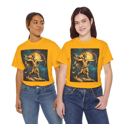 Unisex Heavy Cotton T-Shirt, Midnight Arrow v1, Sagittarius Zodiac Design