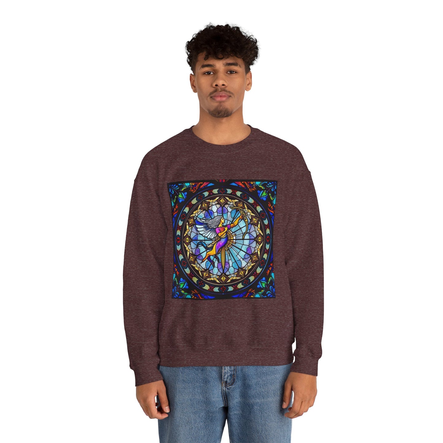 Unisex Heavy Blend™ Crewneck Sweatshirt, Glass, Sagittarius Zodiac Design