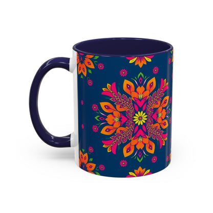Accent Coffee Mug, Gemini, Zodiac v2, Flower Pattern, (11, 15oz)