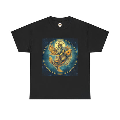 Unisex Heavy Cotton T-Shirt, Pisces King. Zodiac Design