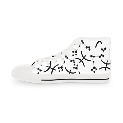 Men's High Top Sneakers, Breathable polyester canvas, Pisces Zodiac Design