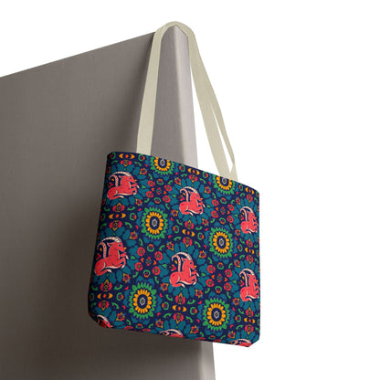 Tote Bag, (AOP), Capricorn, Zodiac v4, Flower Pattern