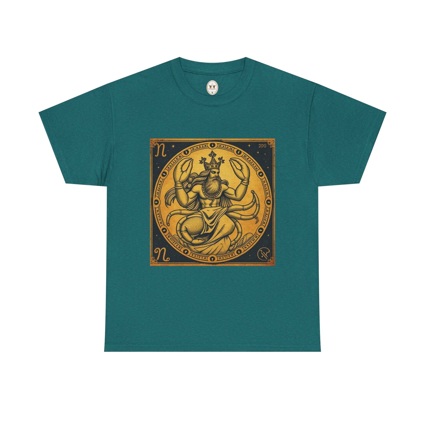 Unisex Heavy Cotton T-Shirt, Crab King v1, Cancer Zodiac Design