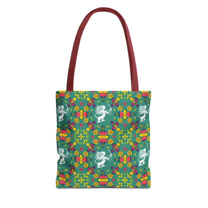 Tote Bag, (AOP), Sagittarius, Zodiac v6, Flower Pattern