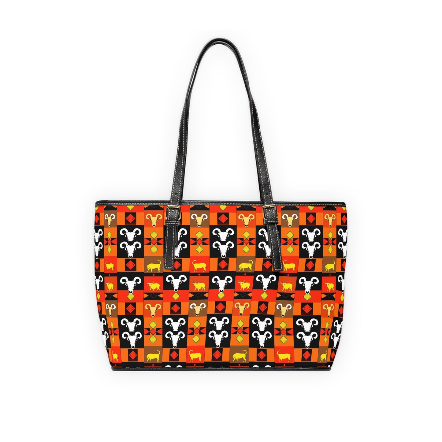 Leather Shoulder Bag, Taurus, Zodiac v2, Shapes Pattern